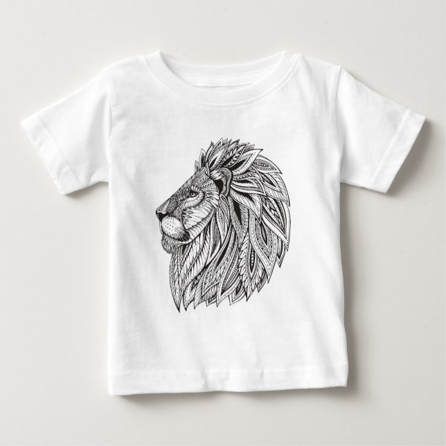 T-shirt Pour Bébé Tête modelée ethnique de lion (Devant)