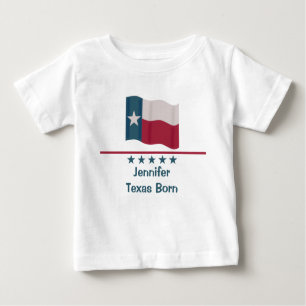 T-shirt Pour Bébé Texas Born Long Star Nom du drapeau Baby personnal