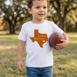 T-shirt Pour Bébé Texas fait maison Orange brûlé et Blanc