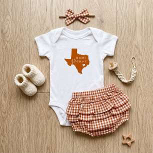 T-shirt Pour Bébé Texas fait maison Orange brûlé et Blanc
