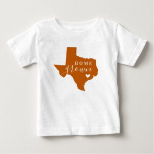 T-shirt Pour Bébé Texas fait maison Orange brûlé et Blanc