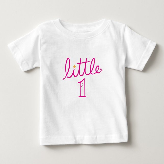 T-shirt Pour Bébé Texte curieux mignon rose Little One avec étoile (Devant)