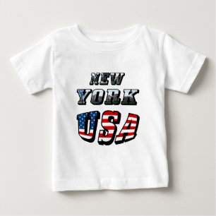 T-shirt Pour Bébé Texte de l'image de New York et du drapeau des Éta