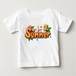 T-shirt Pour Bébé Texte d'été coloré avec éléments de plage
