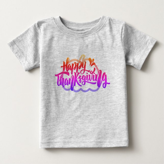 T-shirt Pour Bébé Texte mignon sur le citrouille pour Thanksgiving (Devant)