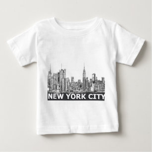 T-shirt Pour Bébé Texte monochrome d'horizon de NYC