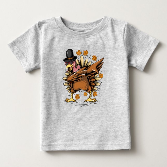 T-shirt Pour Bébé Thanksgiving Day Turkey Dancing Style Dabing (Devant)