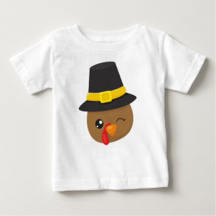 T-shirt Pour Bébé Thanksgiving Turquie, Turquie Brown, Casquette pèl