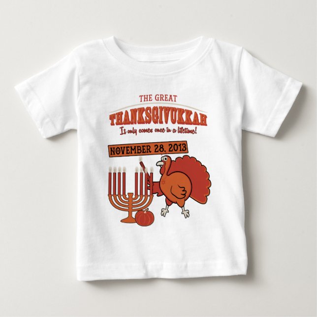 T-shirt Pour Bébé 'Thanksgivukkah de fête (Devant)