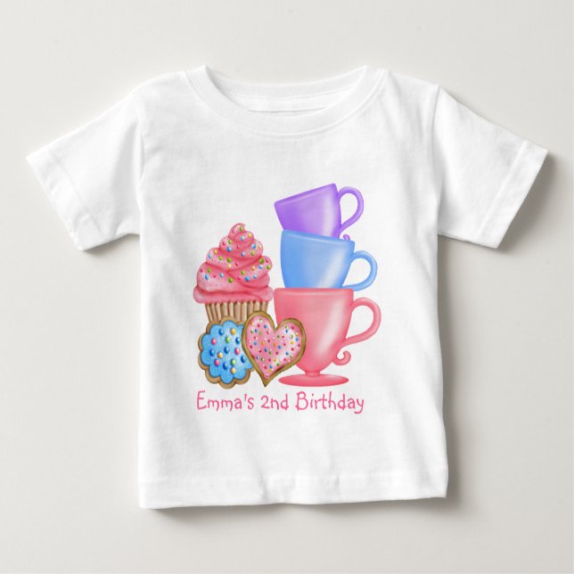 T-shirt Pour Bébé Thé d'anniversaire du pays des merveilles (Devant)