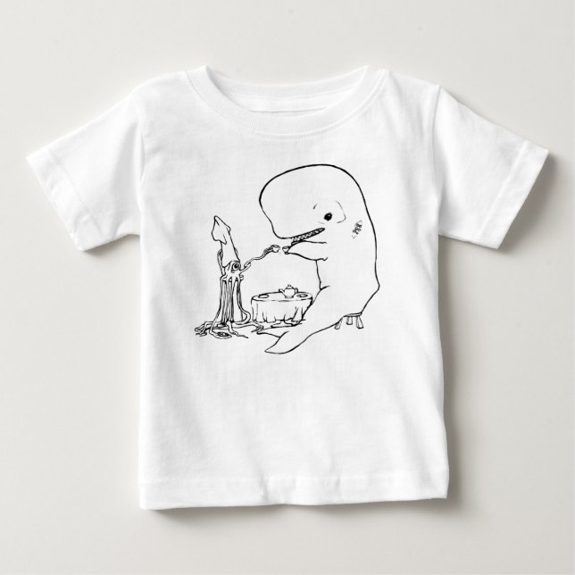 T-shirt Pour Bébé Thé de calmar et de baleine (Devant)
