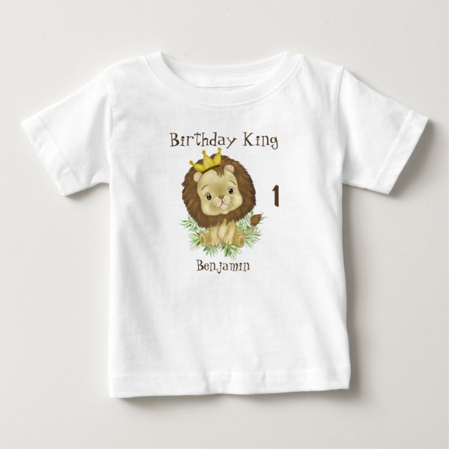 T-shirt Pour Bébé Thème d'anniversaire à l'aquarelle de bébé lioncea (Devant)