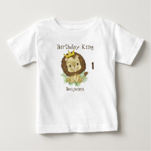 T-shirt Pour Bébé Thème d'anniversaire aquarelle Lionceau Mignon Roi