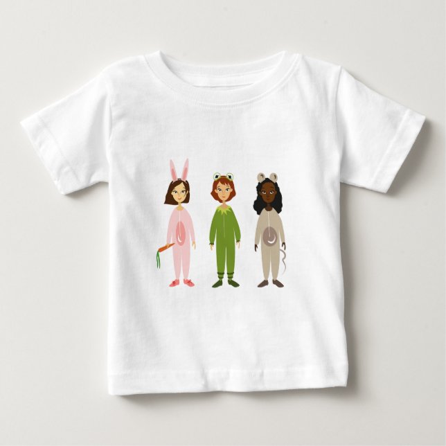 T-shirt Pour Bébé Thème des amies en pyjama pour filles mignonnes (Devant)