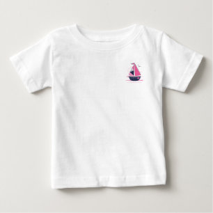 T-shirt Pour Bébé Thème Marin Féminin Voilier Rose Sail Pois