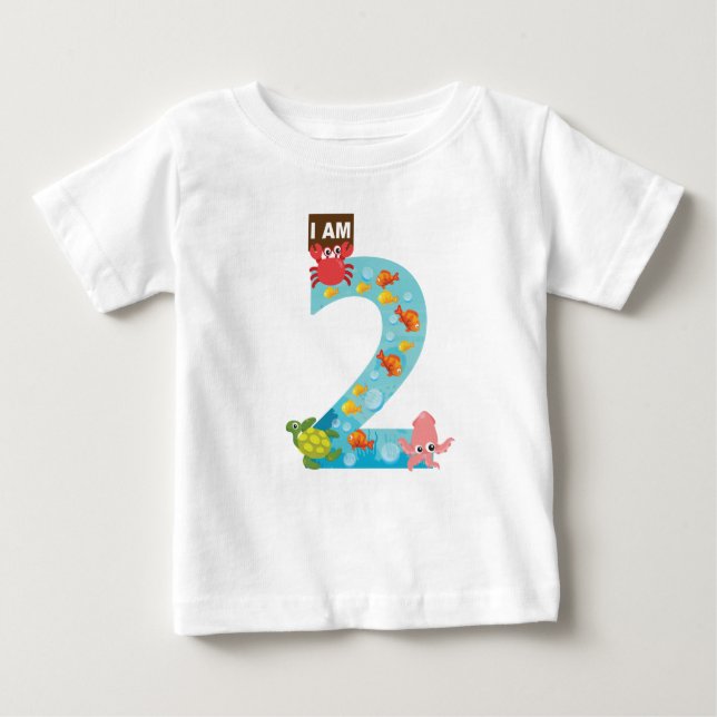 T-shirt Pour Bébé thème océanique Deuxième anniversaire (Devant)