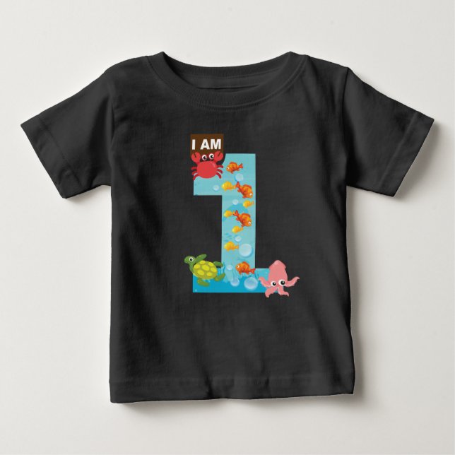 T-shirt Pour Bébé thème océanique Premier anniversaire (Devant)