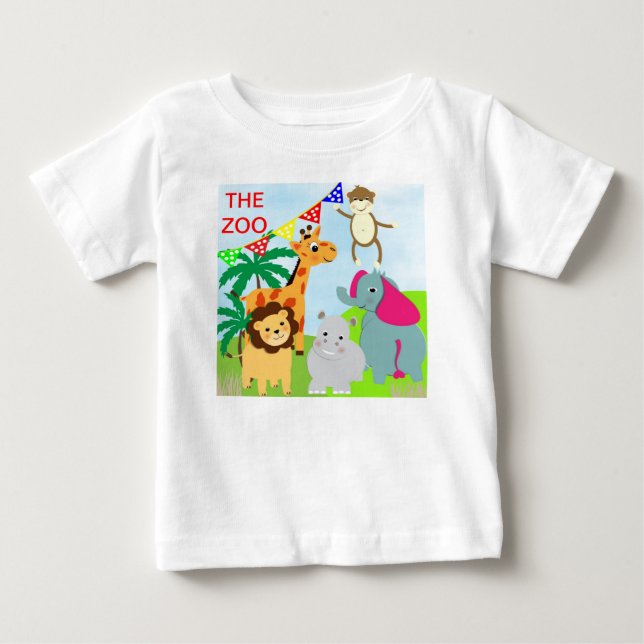 T-shirt Pour Bébé Thème Zoo Cute Animal (Devant)