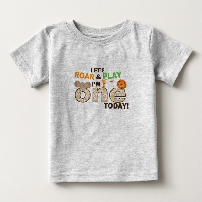 T-shirt Pour Bébé thème zoo / jungle Chemise de 1er anniversaire (Devant)