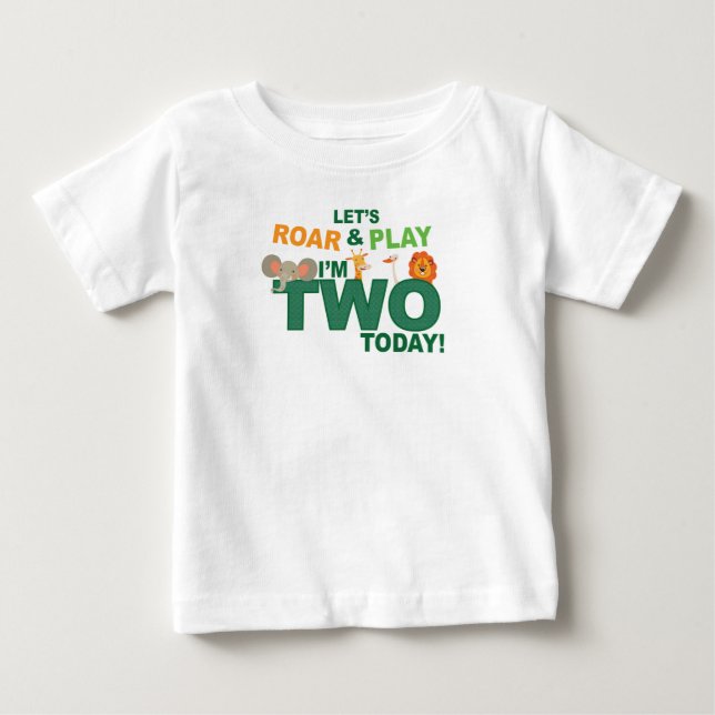 T-shirt Pour Bébé thème zoo / jungle Deuxième 2e anniversaire (Devant)
