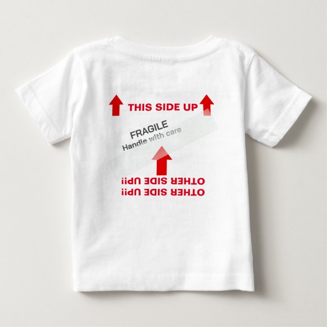 T-shirt Pour Bébé "This SIDE UP" Instructions pour la manipulation d (Dos)