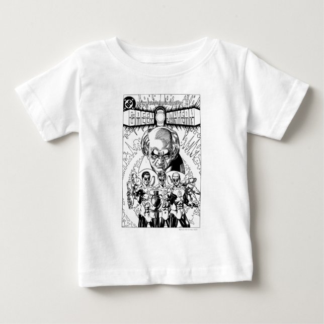 T-shirt Pour Bébé Three Green Lanterns Comic Cover, Black and White (Devant)
