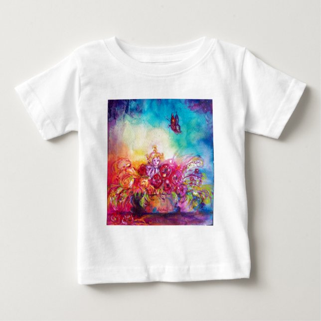 T-SHIRT POUR BÉBÉ THUMBELINA, PANIER À FLEURS ET BOUTEILLE (Devant)