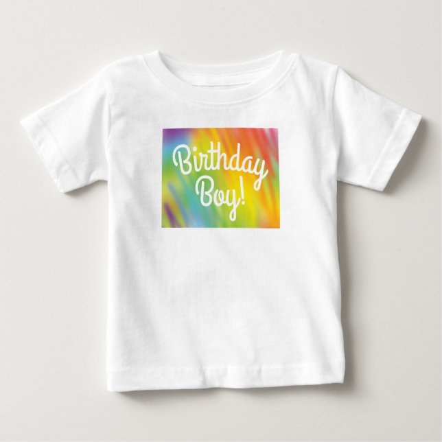 T-shirt Pour Bébé Tie Dye Arc-en-ciel Fête d'anniversaire Enfants mi (Devant)