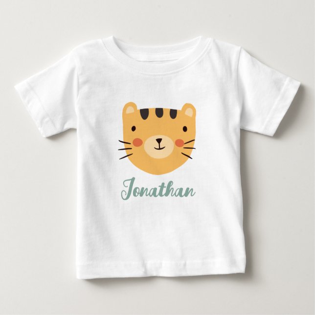 T-shirt Pour Bébé Tiger Baby Cute Nom personnalisé (Devant)