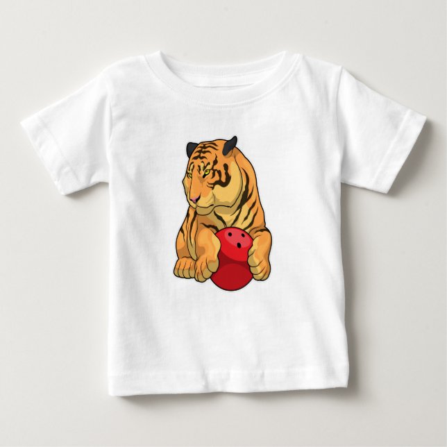 T-shirt Pour Bébé Tiger Bowling Bowling boule (Devant)