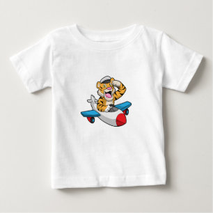 T-shirt Pour Bébé Tiger comme pilote dans l'avion