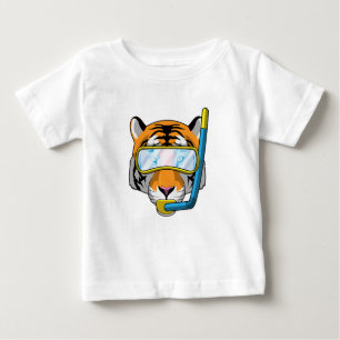 T-shirt Pour Bébé Tiger comme plongeur avec tuba