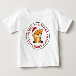 T-shirt Pour Bébé Tiger Noël Neige hiver Animaux Tiger