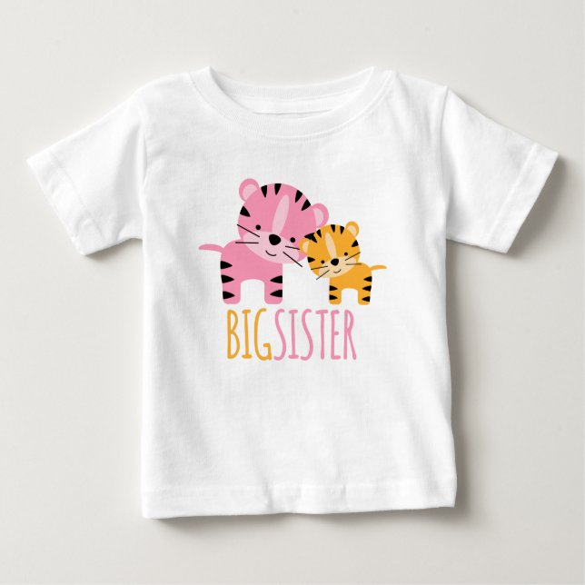 T-shirt Pour Bébé Tigers mignons "Grande soeur" (Devant)