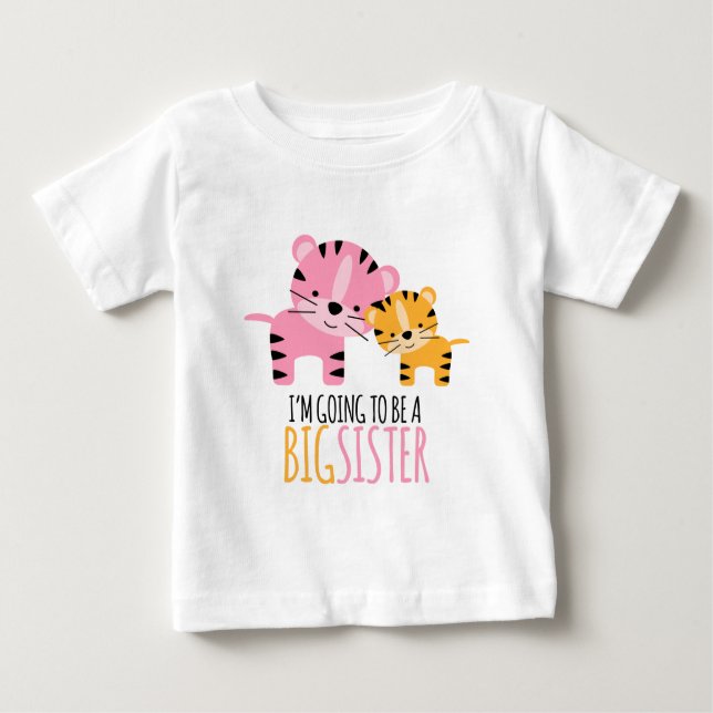 T-shirt Pour Bébé Tigers mignons "Grande Soeur À Être" (Devant)