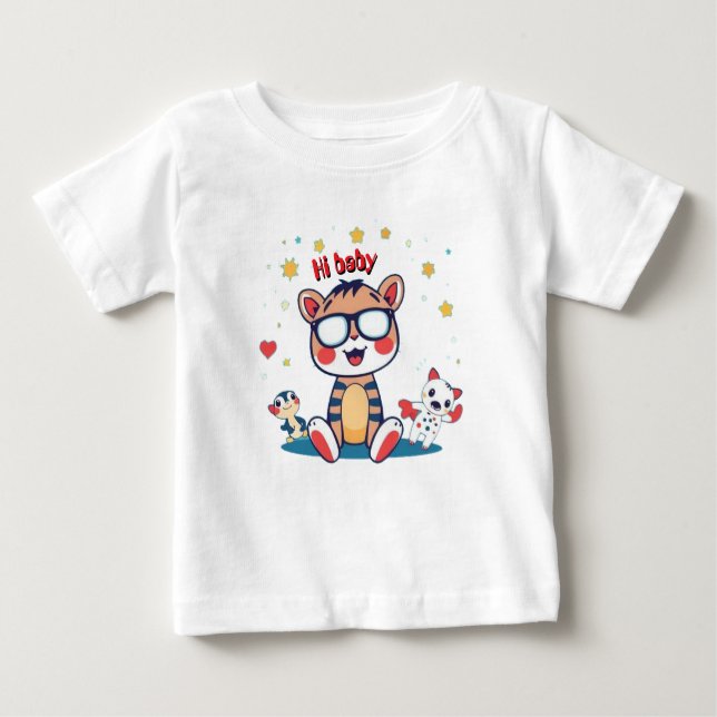 T-shirt Pour Bébé Tigre avec amis (Devant)