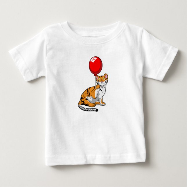 T-shirt Pour Bébé Tigre avec ballon (Devant)