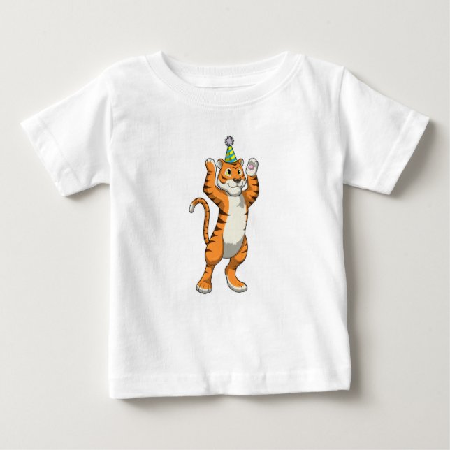 T-shirt Pour Bébé Tigre avec parti casquette (Devant)