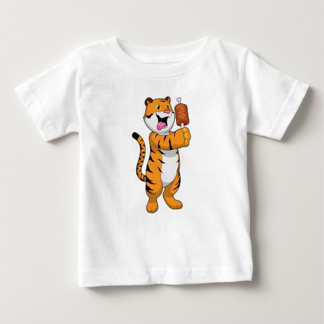 T-shirt Pour Bébé Tigre avec viande (Devant)