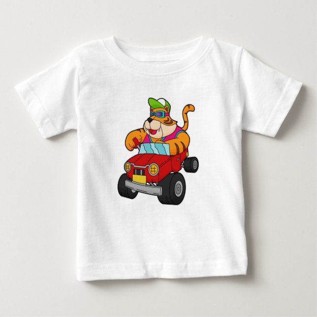 T-shirt Pour Bébé Tigre avec voiture (Devant)