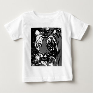 T-shirt Pour Bébé Tigre d'art pop noir et blanc