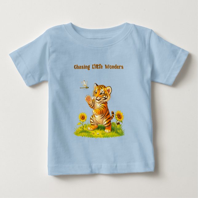 T-shirt Pour Bébé Tigre et libellule (Devant)