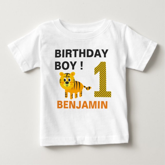 T-shirt Pour Bébé Tigre mignonne 1er fête d'anniversaire (Devant)