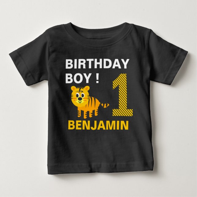 T-shirt Pour Bébé Tigre mignonne 1er fête d'anniversaire (Devant)