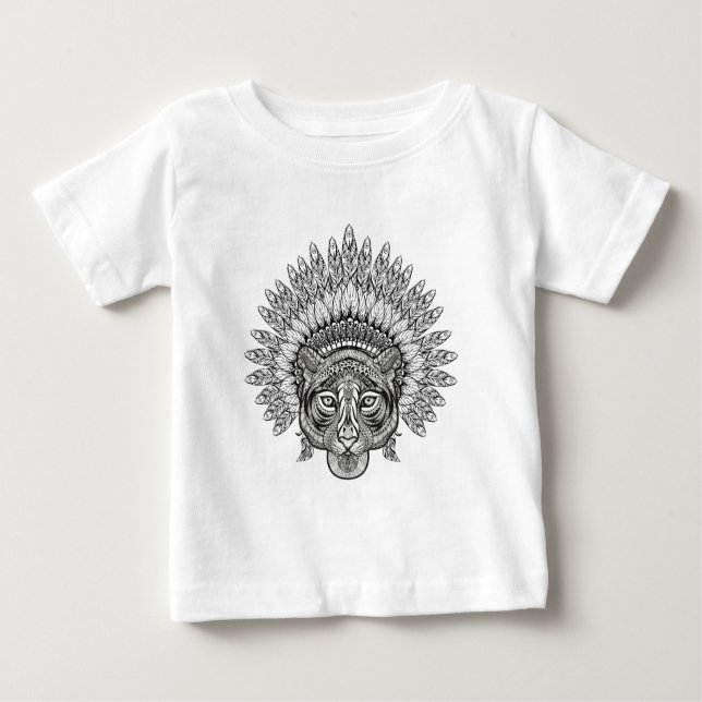 T-shirt Pour Bébé Tigre tiré par la main dans le style (Devant)