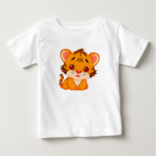 T-shirt Pour Bébé Tigreau de dessin animé adorable assis avec de gra