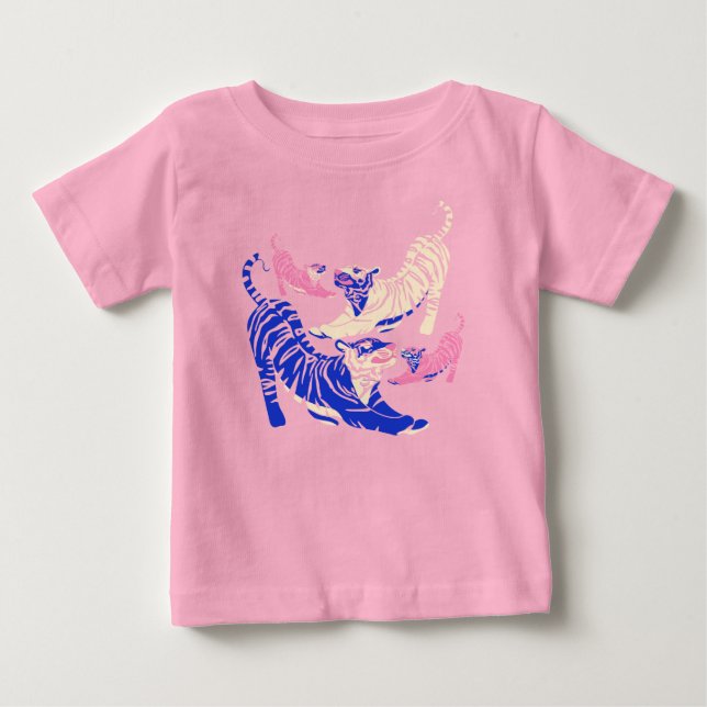 T-shirt Pour Bébé Tigres colorés (Devant)