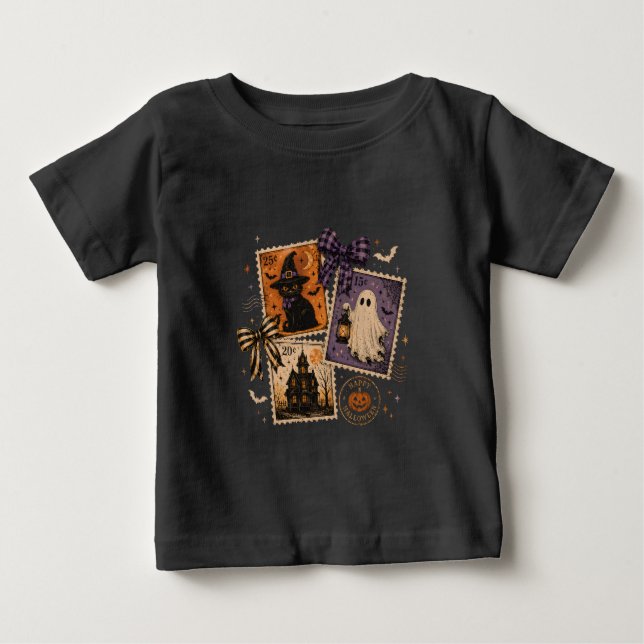 T-shirt Pour Bébé Timbres postaux d'Halloween (Devant)