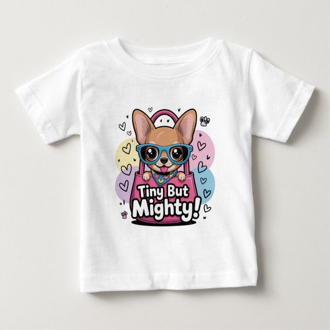 T-shirt Pour Bébé Tiny but Mighty Chihuahua  Keychains & Lanyards (Devant)