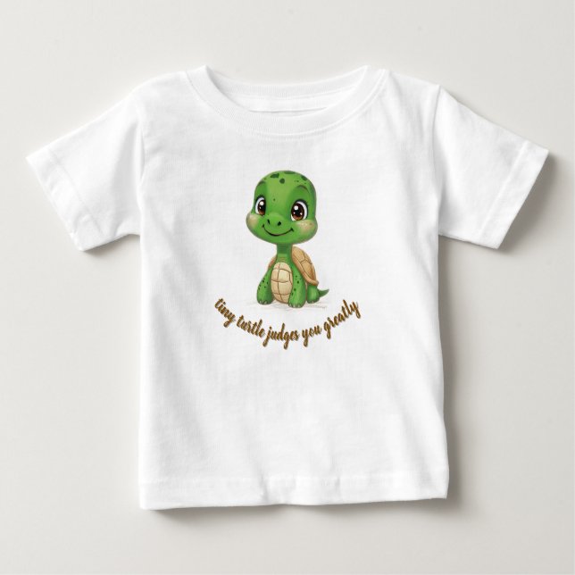 T-shirt Pour Bébé Tiny Turtle vous juge (Devant)